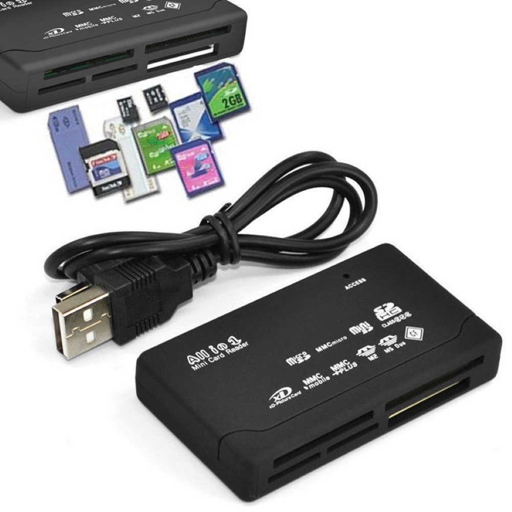 Shulemin All in One USB 2.0 Micro Secure Digital TF CF MMC Card Reader Adapter for PC - image 2 of 6