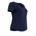 thumbnail image 3 of Playera Simply Basic para Mujer, Henley Manga Corta Marino Talla G, 3 of 4