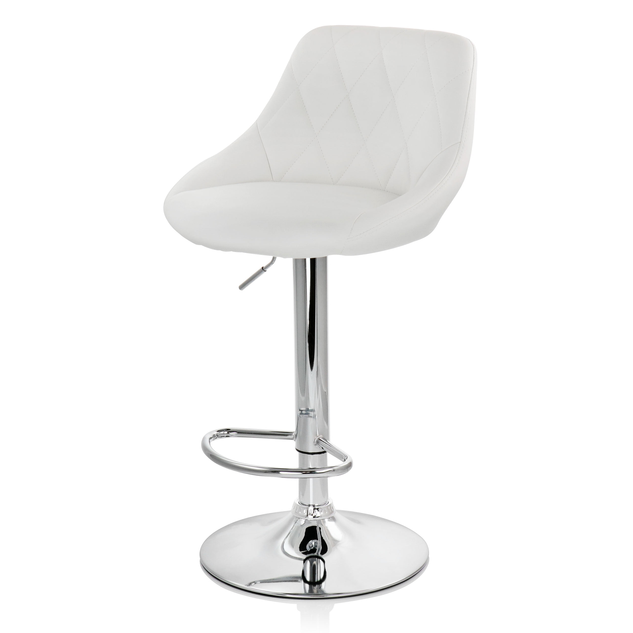 Elama Bar Stool with Adjustable Height & Swivel, White and Chrome, Set of 2