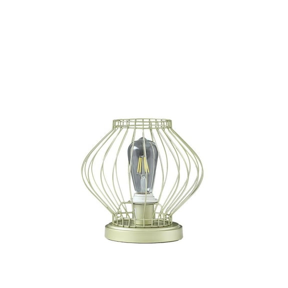 Ore International 9.5" In Industrial Farm Cage Satin Matte Gold Uplight Metal Table Lamp