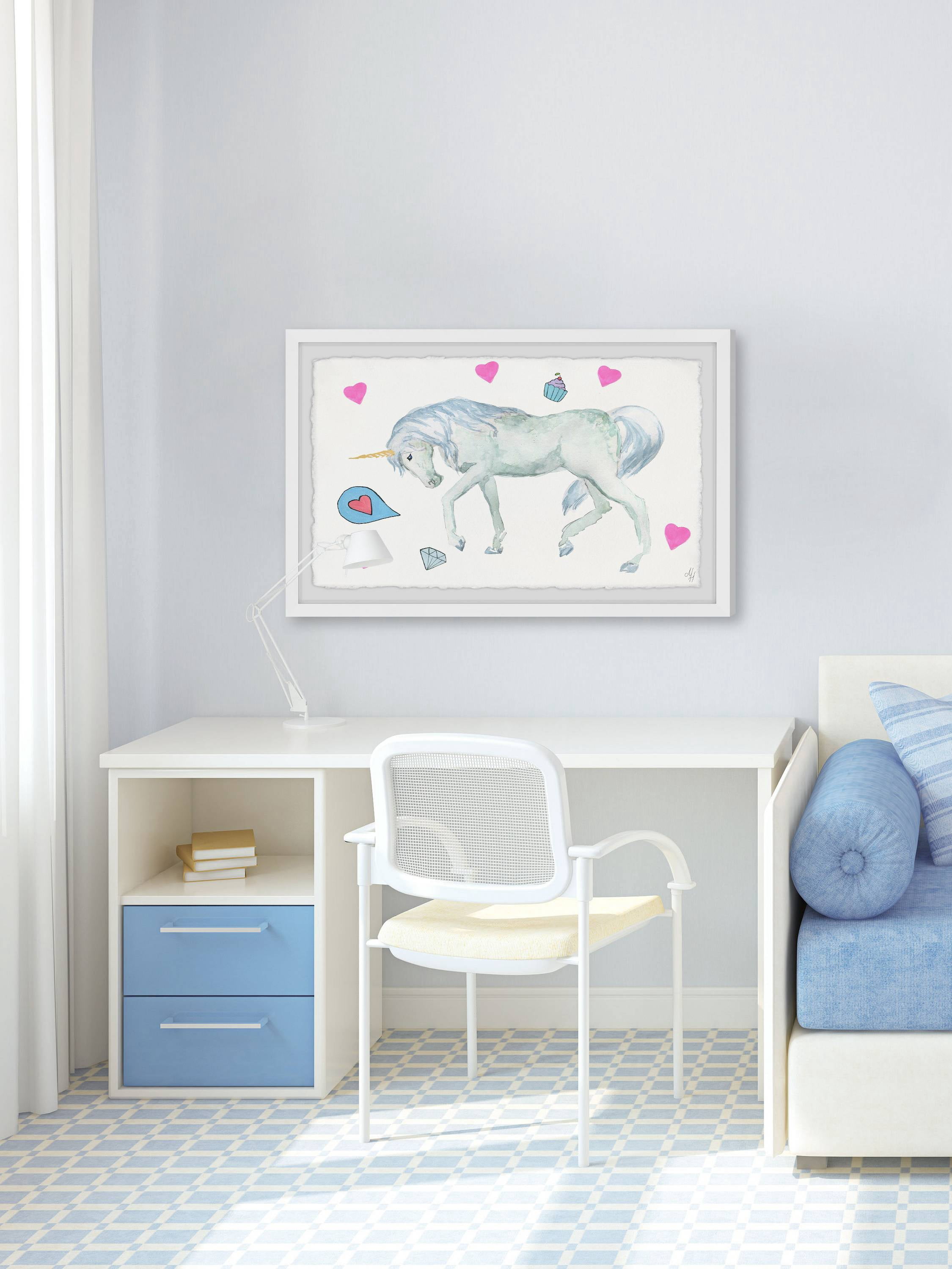 Marmont Hill Unicorn's Cupcake Framed Wall Art, 36.00" x 1.50"