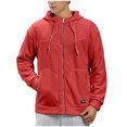thumbnail image 2 of Jackets for Men Hooded Zipper Coats Pocket Casual Solid Color Long-Sleeved Jacket,Top for Men Red, 2 of 6