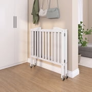 Dream On Me 2-in-1 Folding Portable Mini Crib in White, Mattress Pad Included, Easy to Fold and Store Baby Crib, Two Adjustable Mattress Height positions Convertible Crib