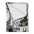 thumbnail image 2 of Fashion Soft Flannel Fleece Throw Blanket, Model Posing and Sitting on Tabouret with Clothes Grunge Street Style Print, Cozy Plush for Indoor and Outdoor Use, 70" x 90", White and Black, by Ambesonne, 2 of 5