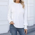 thumbnail image 4 of Diufon Womens Long Sleeve Tops Ruffle Round Neck Blouses Casual Loose Solid Color Pullover Tops, 4 of 7