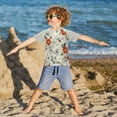 thumbnail image 3 of FORMRS Boys Rash Guard Short Sleeves Swim Shirt Quick Dry UPF 50+ Sun Protection, Sizes 3-12T, Red and White Floral Pattern, 3 of 6