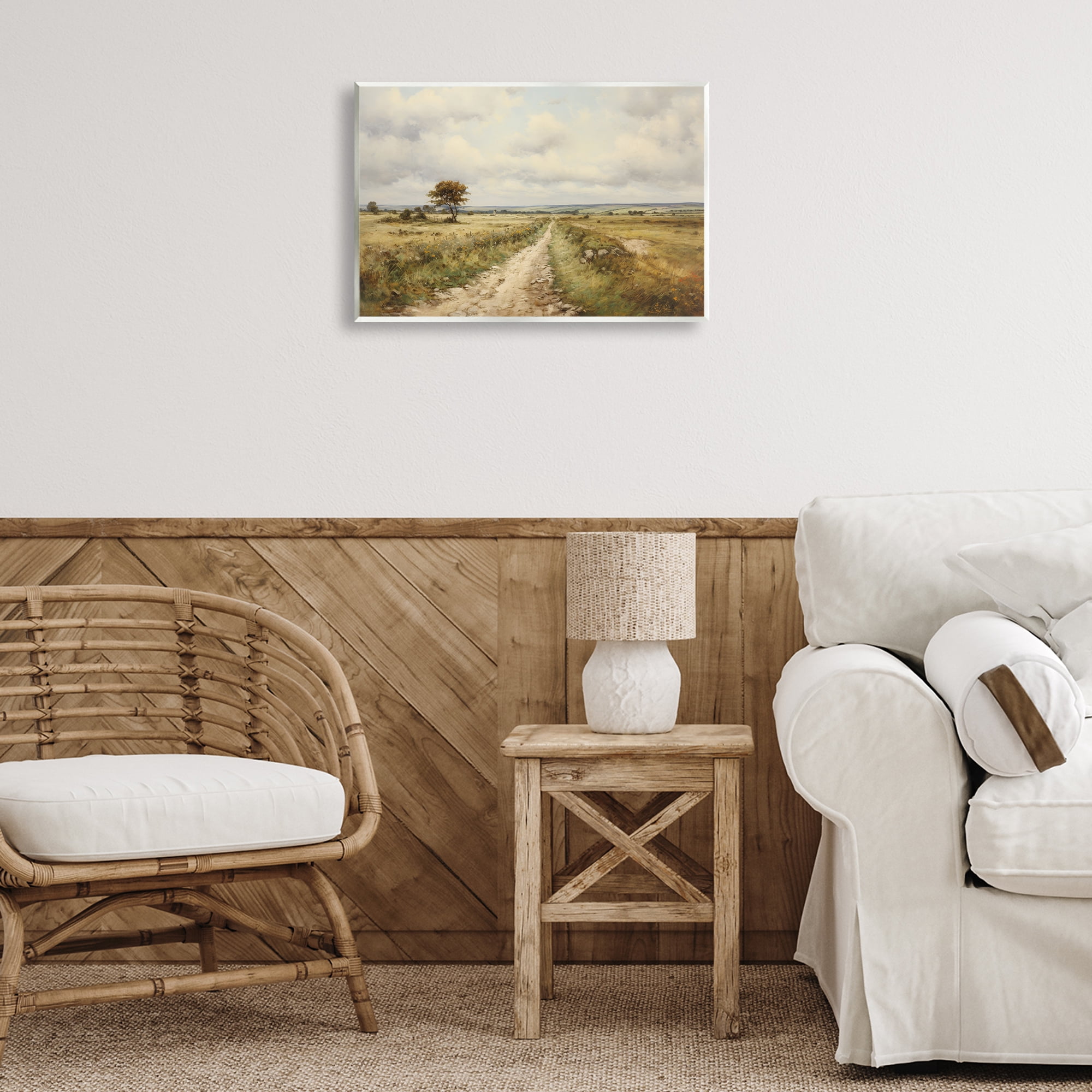 Stupell Industries Rural Farm Road Landscape & Nature Painting Unframed Art Print Wall Art, 19 x 13