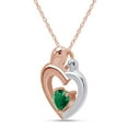 thumbnail image 2 of AFFY Mother's Day Jewelry Gift Heart Cut Simulated Emerald Two Tone Mom Pendant Necklace In 14k Rose Gold Over Sterling Silver, 2 of 7