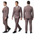 thumbnail image 2 of Beauty-Emily Men's Striped Double-Breasted Suit Set – Slim Fit 2-Piece Blazer & Pants, Bold Vertical Stripe Formal Suit for Party, Prom & Business, 2 of 11