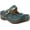 Teal, variant on Spring Step L'Artiste Aneria Women's Mule Round Toe Clog - Hand-Painted Floral Laser Cut Leather - Adjustable Hook-and-Loop Strap Brushed with Gold Buckle