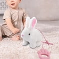 thumbnail image 4 of Conejo eléctrico de peluche que camina, juguete musical, , repite lo que dices, mascota electrónica interactiva para niños, regalo de cumpleaños Blanco, 4 of 8