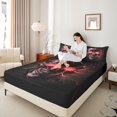 thumbnail image 4 of Castle Fairy Gothic Skull Twin Sheet Sets 3pcs for Boys Girls,Abstract Green Lightning Twin Fitted Sheet Microfiber,Exotic Style Breathable Flat Sheet,Ultra Soft Home Decor, 4 of 7