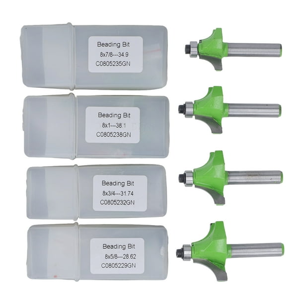 Brocas Para Enrutador De Bordes Redondeados De Vástago De 4 Piezas, 5/8 Pulg., 3/4 Pulg., 7/8 Pulg., 1 Pulg., Radio De Alta Dureza, Borde Redondeado De Esquina, Broca Para Enrutador Para Carpintería