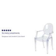 Flash Furniture Shirley Ghost Chair with Arms in Transparent Crystal