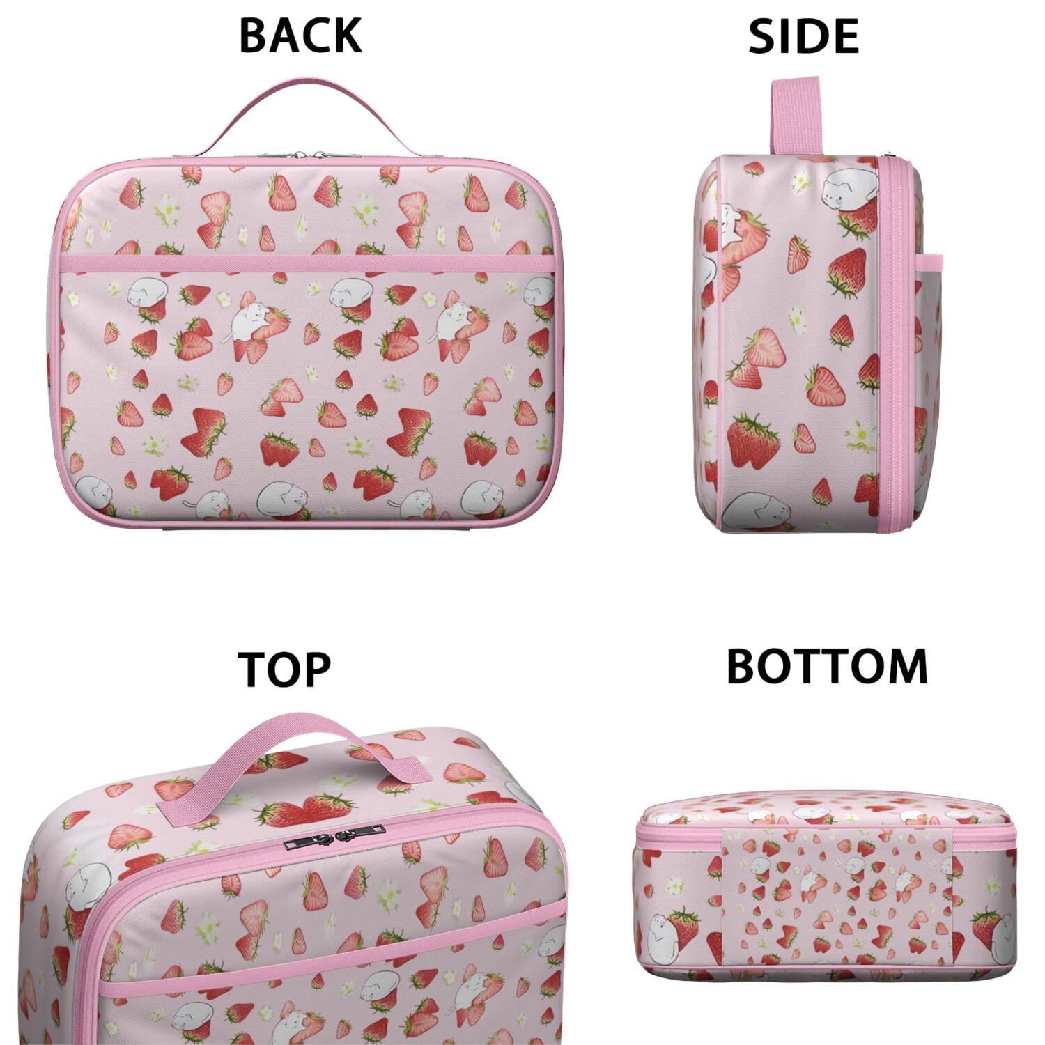 Lightweight Insulated Lunch Bag with Strawberry Strawberries Cute Red Sweet Kawaii Fruity Strawberry Lover I Love Strawberries Fruit Fresh Summer Red Berry Berry Berries Flowers Designs – Durable Lun