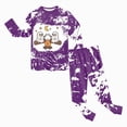 thumbnail image 2 of TOWED22 2 Piece Boys Girl Halloween Pajamas Kids Pumpkin Head Glow Print Long Sleeve Top and Pants Pajamas Pjs Sleepwear Set for Toddler Little Boys(Purple,7Y), 2 of 8