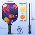 thumbnail image 4 of Pickleball Paddles Set Of 2, Fiberglass Surface, Tropical Jungle Print, 4 Balls & Bag, 4 of 5