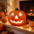 thumbnail image 4 of Halloween LED Pumpkin Decoration, Light Up Jack O Lantern with Realistic Carved Design, Spooky Tabletop Yard Home Party Ornament, 4 of 4