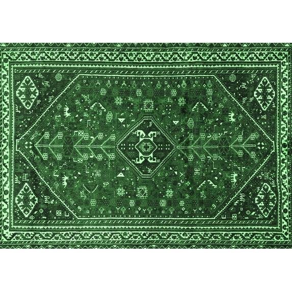 Ahgly Company Indoor Rectangle Persian Emerald Green Traditional Area Rugs, 2' x 3'