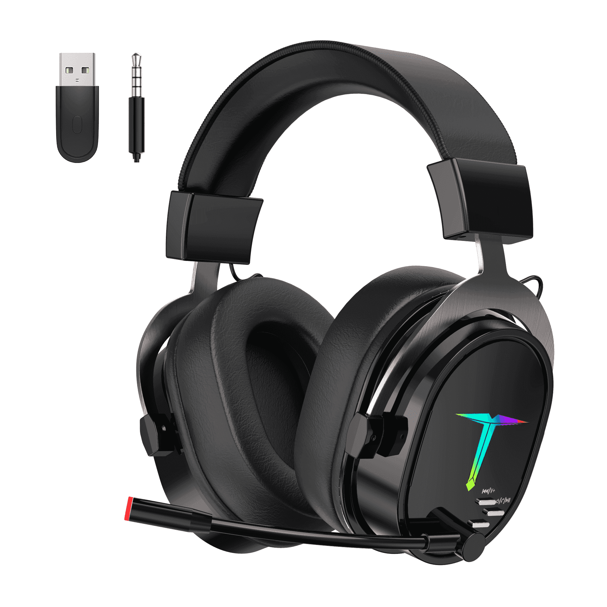 UHM Wireless Gaming Headset for PS5/PS4/PC/ Nintendo Switch, Over Ear 2.4G/Bluetooth Gaming Headphones with Noise-Canceling Microphone, 7.1 Surround Sound, 3.5mm Wired Mode for Xbox Series, Black