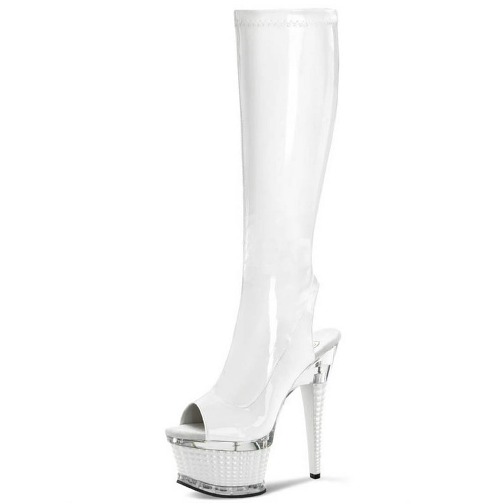 white block heel boots knee high