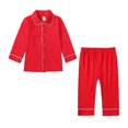 thumbnail image 1 of Pijamas de Navidad para niños pequeños, camisas de manga larga y pantalones de color rojo liso, traje de regalo para el primer Festival de Navidad, ropa de dormir de Navidad, 1 of 4