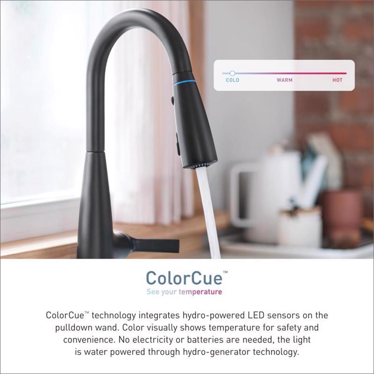 Haelyn Single-Handle Pull-Down Sprayer Kitchen Faucet with ColorCue™ Temperature Indicator in Matte Black
