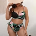 thumbnail image 3 of Women's Bikini Set Printed Plus Size Push Up Padded Bra Two Piece Sexy Swimsuit Bathing Suit for Beach Vacation,Black,L, 3 of 6