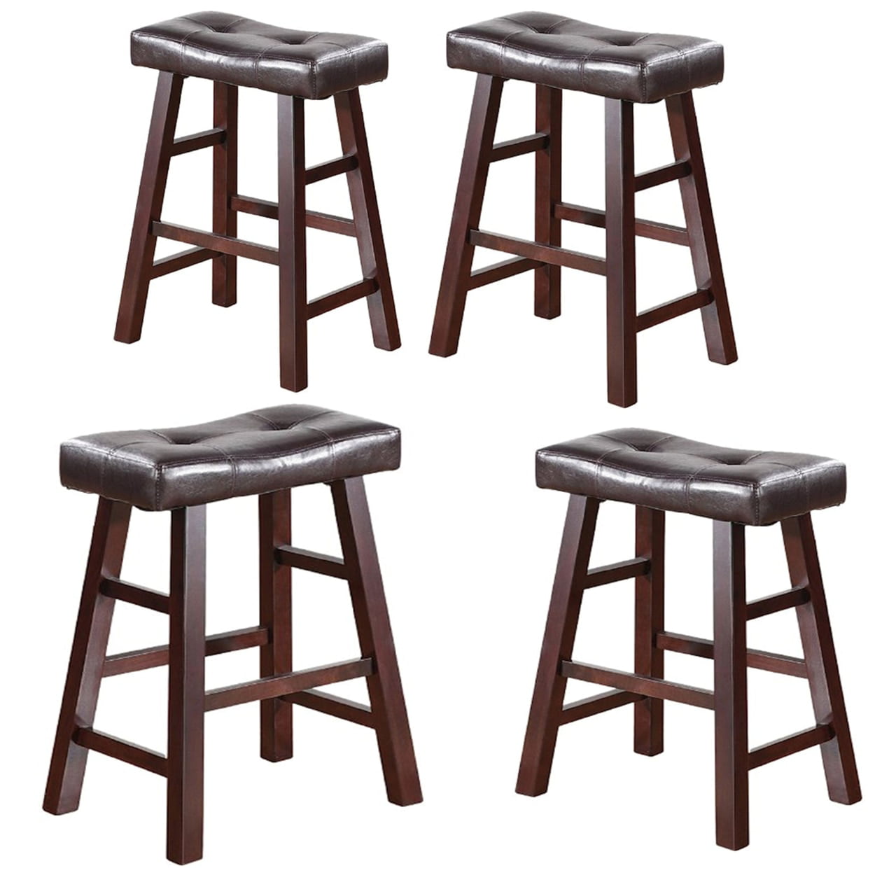 Set of 4 Barstools bar stool kitchen Counter height Wooden Espresso
