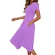 thumbnail image 4 of Mujeres Manga Corta Tops Casual Cuello Redondo Vestido de Impresión Irregularmente Falda Vestido de Manga Corta para Mujeres, 4 of 8