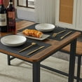 thumbnail image 2 of Ktaxon Extendable Dinner Table for 6 Dining Room Table Set Rectangle Kichen Table with Two Benches 63" W Fire Wood and Black, 2 of 8