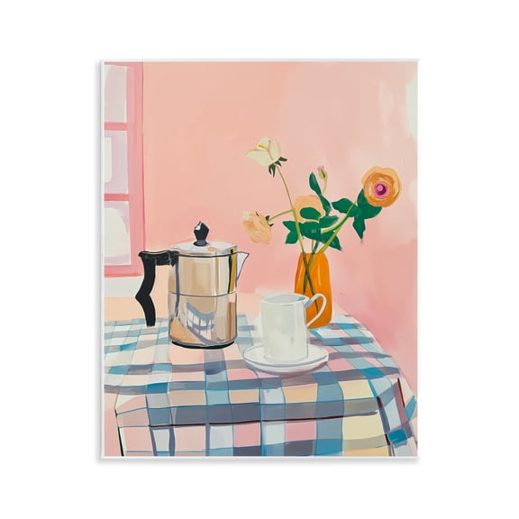 Stupell Industries Pink Retro Kitchen Table Cottage Painting Unframed Art Print Wall Art, 11 x 14