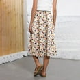 thumbnail image 3 of Huresd Skirts for Women Knee Length Boho Floral Skirt High Waist Flowy Skirt A-Line Midi Skirt With Pockets Gold S, 3 of 8
