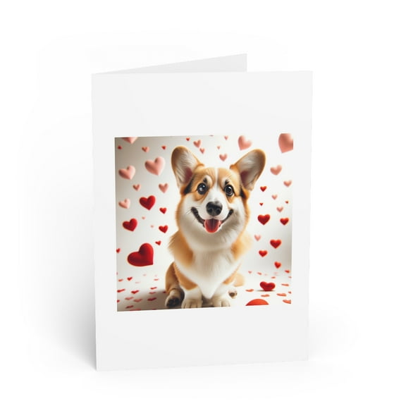 DistinctInk Greeting Card / Note Card - Valentine's Day Cardigan Welsh Corgi - PACK of 1