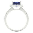 thumbnail image 4 of 3.84ct emerald cut blue tanzanite 18k white gold engraving statement bridal wedding halo Designer Ring size 5, 4 of 5