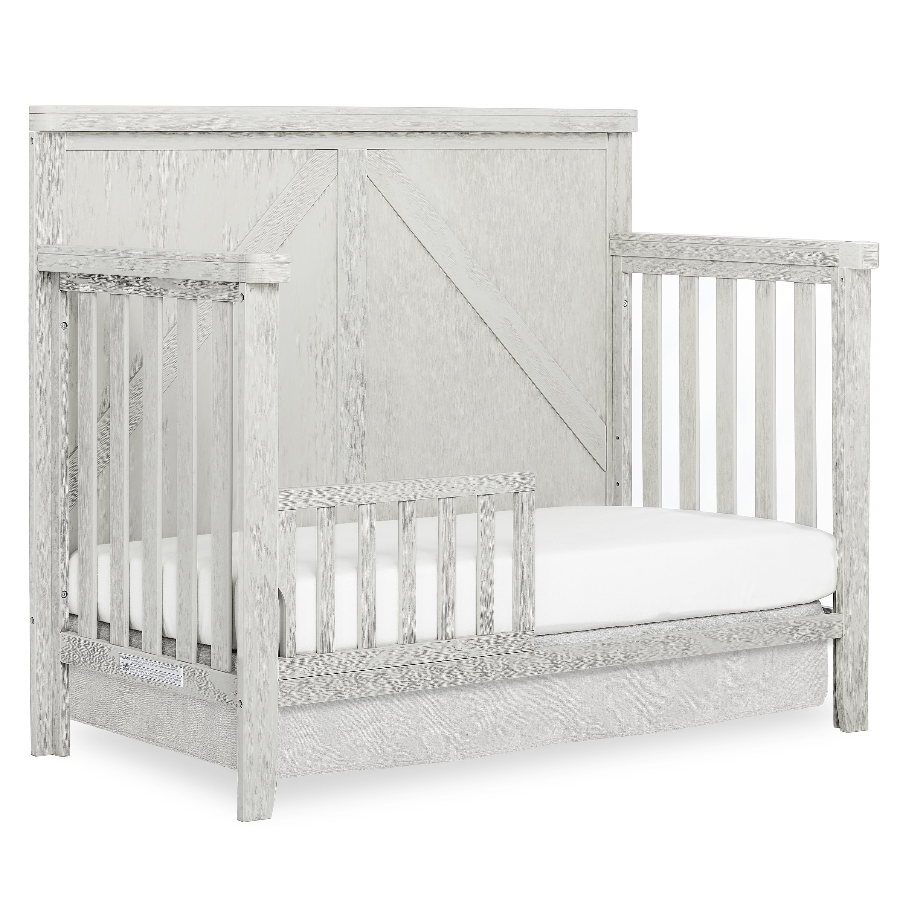 Dream On Me Convertible Crib Toddler Guard Rail In Glazed Brush White