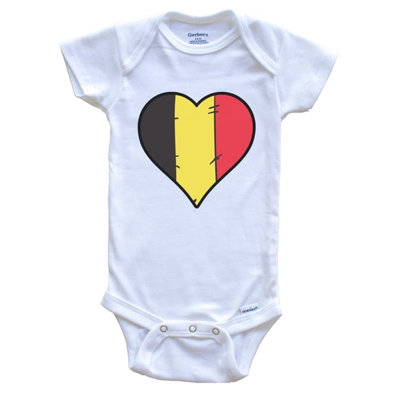 Belgium Heart Belgian Flag Baby Bodysuit