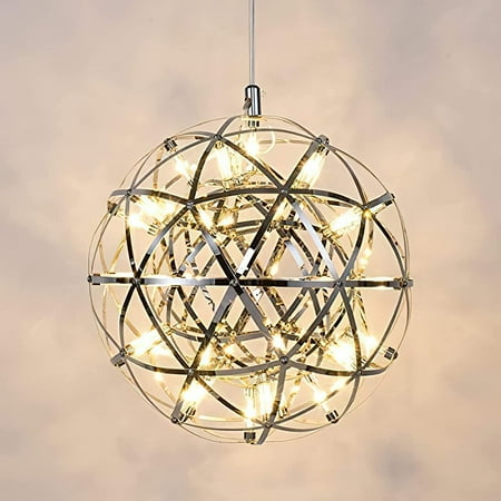 

MANXING LED Lights Stars Lighting Firework Globe Ceiling Light Chrome Stainless 42 Light Bubble Candle Boho Linear Geometric Pendant Modern Chandelier for Dining Kitchen Bedroom Foyer 12 inch Warm