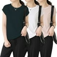 thumbnail image 2 of Yubnlvae 3-Pack Women's Modal Crew Neck T-Shirts - Soft Breathable Basic Tees Lightweight Casual Shirts - Minimalist Everyday Wear for Women (R-XL) (V | XXL), 2 of 9