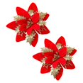 thumbnail image 2 of Poinsettia Artificial Flowers, Velvet Glitter Christmas Flower Ornament, Realistic 3-Layer Petal Floral Decoration for Xmas Tree Wreath Garland Holiday Home Decor, 2 of 8