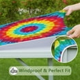 thumbnail image 6 of Rainbow Tie Dye Circular Pattern Square Fitted Tablecloth with Elastic Edge,Square Table Cover,Washable Elastic Table Cover for Home Kitchen Party Decor 36"x36", 6 of 6