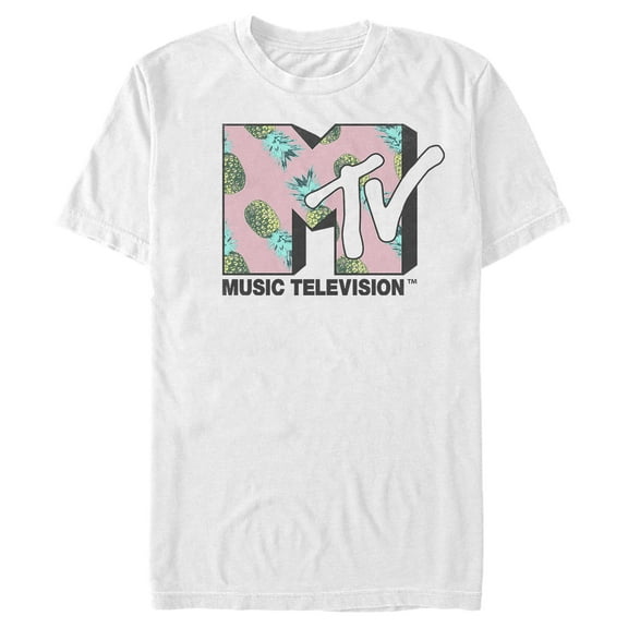 Men's MTV Pineapple Fruit Logo Graphic Tee White 2X Large