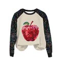thumbnail image 1 of Pisexur Sweatshirts de Noël pour Femmes Mode Vacances Imprimé Graphique Pomme Rouge Pull Décontracté Manches Longues Col Rond Chandails en Molleton Amples Confortables Automne pour Femmes, 1 of 3