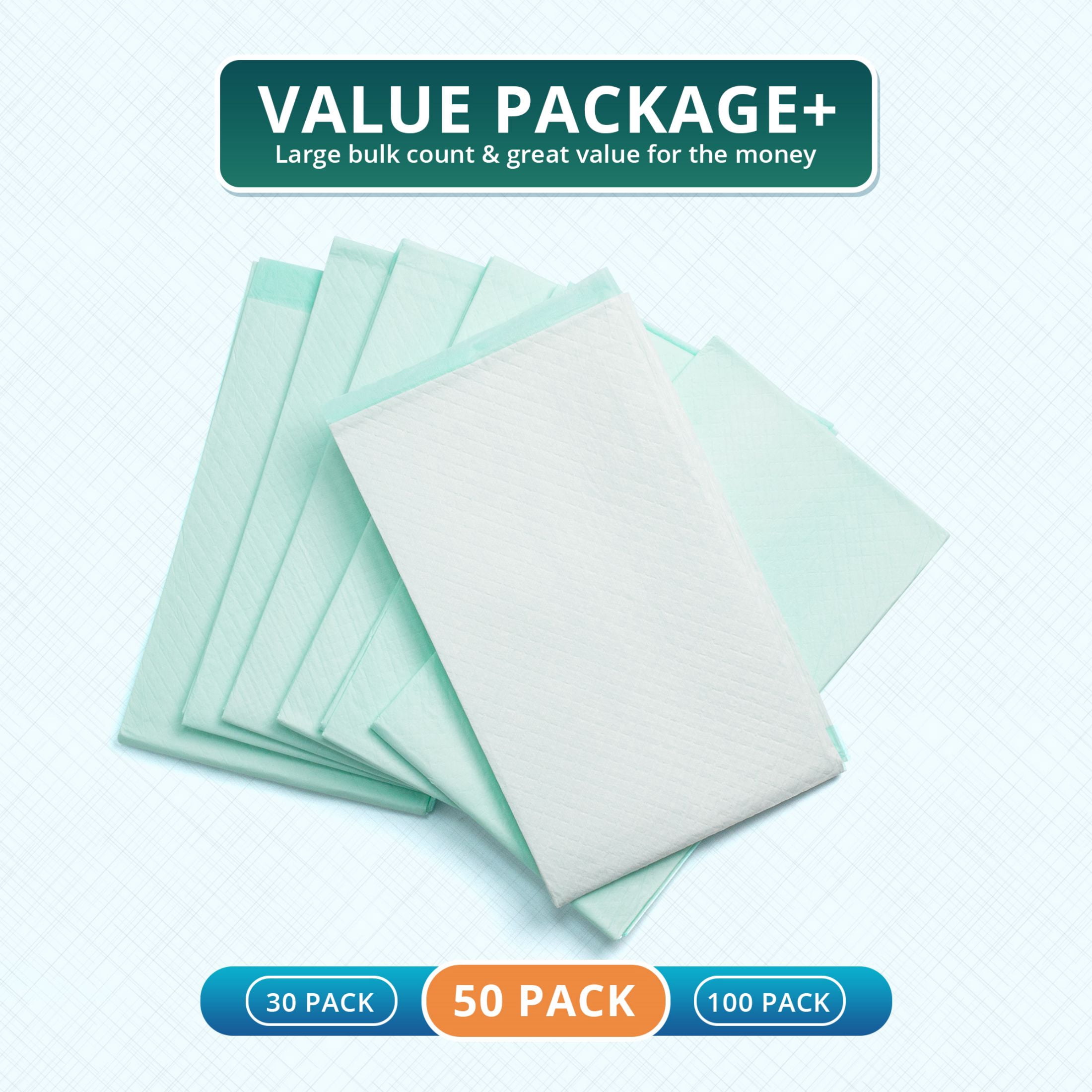 BOKYAN Bed Pads for Incontinence Disposable, 30 x 36 Waterproof Underpads, Maximum Absorbent Unisex Chucks Pad, Bed Liners Chux for Adults, Kids and Pets, XL (50 Count)