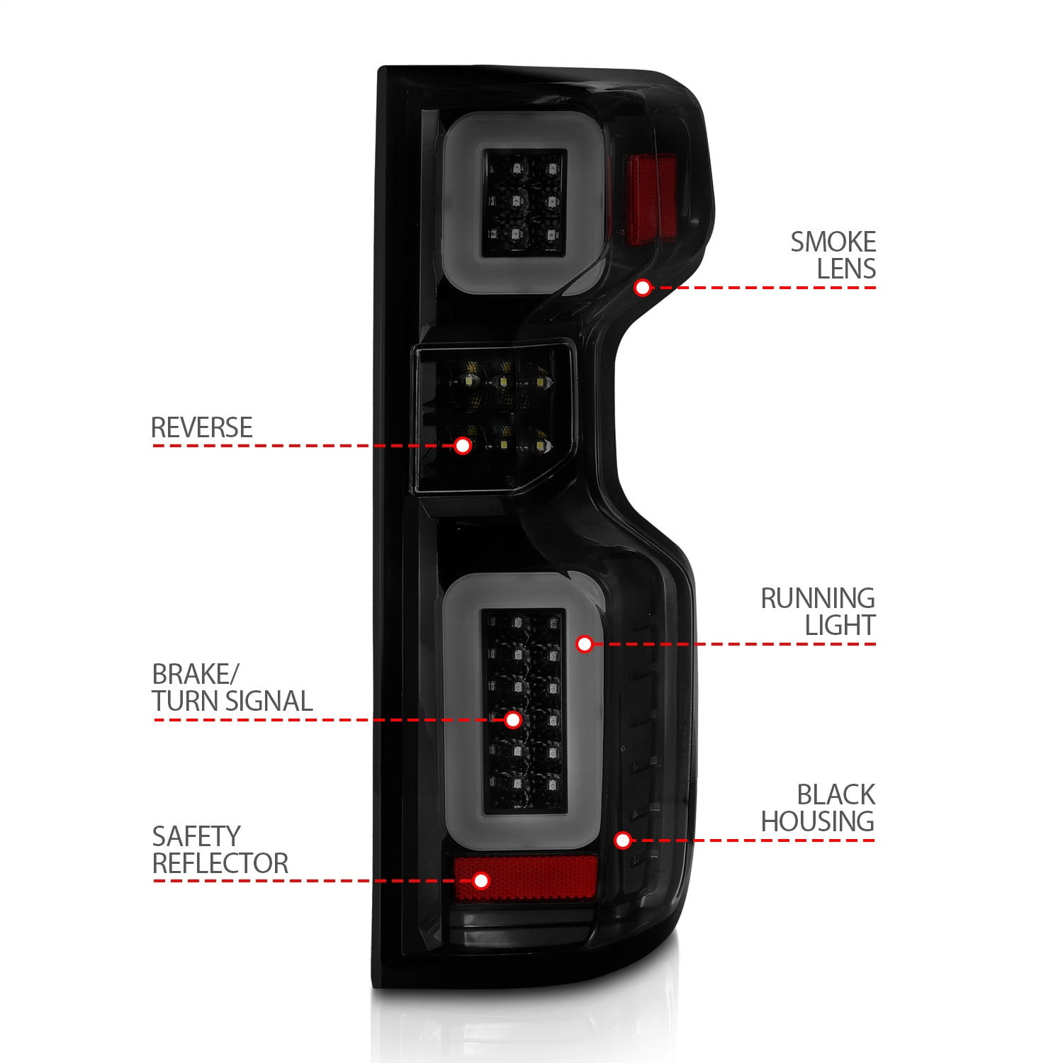 ANZO USA 311418 Tail Light Assembly Fits select: 2019-2021 CHEVROLET SILVERADO, 2022 CHEVROLET SILVERADO K1500 LT