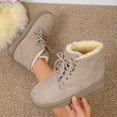 thumbnail image 7 of Women's Slip on Ankle Boots, Fall Winter Round Toe Lace Up Flat Warm Fleece Lined Cotton Boots with Breathable Upper and Non Slip Sole, Cozy Winter Footwear for Cold Weather Daily Wear, 7 of 7
