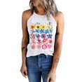 thumbnail image 3 of ABPHQTO Camiseta sin mangas halter ajustada con estampado de flores blancas para mujer, 3 of 5