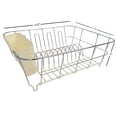 thumbnail image 3 of 2 Piece Chrome Plated Steel Small Compact Dish Drainer, Ivory, 3 of 4