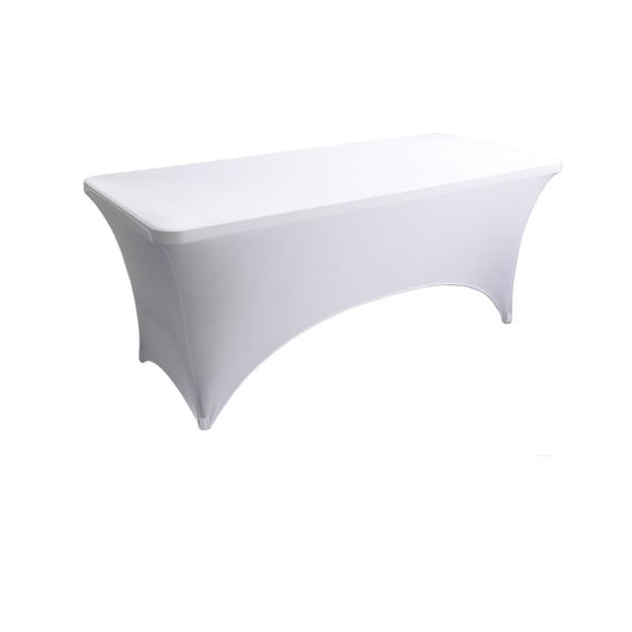 AUQ Event & Party,Spandex Table Cover for 6 Foot Rectangle Tables 6 Pack Tablecloth Elastic 6Ft Folding Tablecloths for Vendor Booth Display Banquet Buffet Event Craft