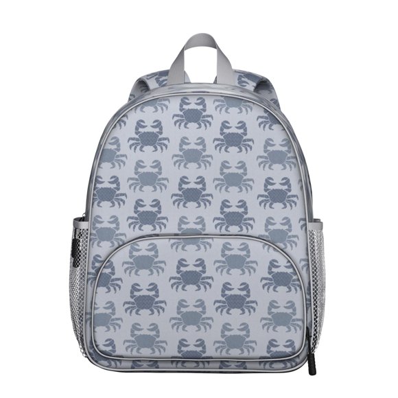 Black White Nautical Crab Student Backpack - Durable Oxford Fabric Travel Backpack with Vintage Ocean Sea Life and Tropical Marine Design for School and Outdoor Activities